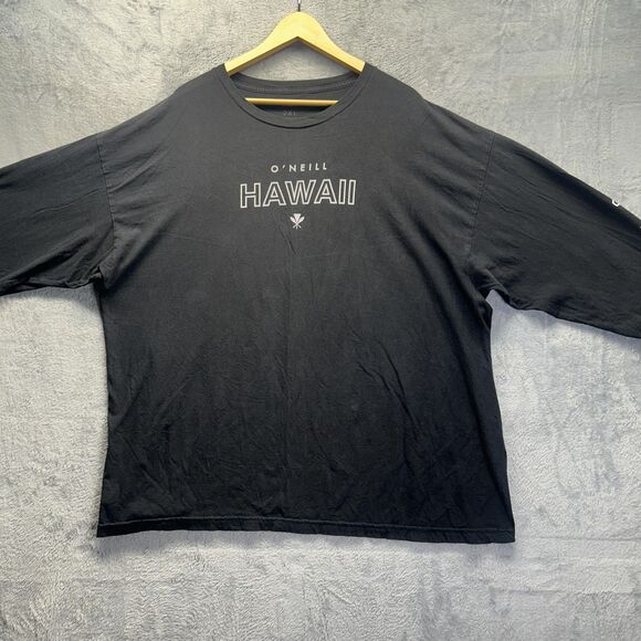 O'Neill Hawaii Shirt Mens 2XL Black Long Sleeve Graphic Surf Travel Tee - Picture 8 of 10